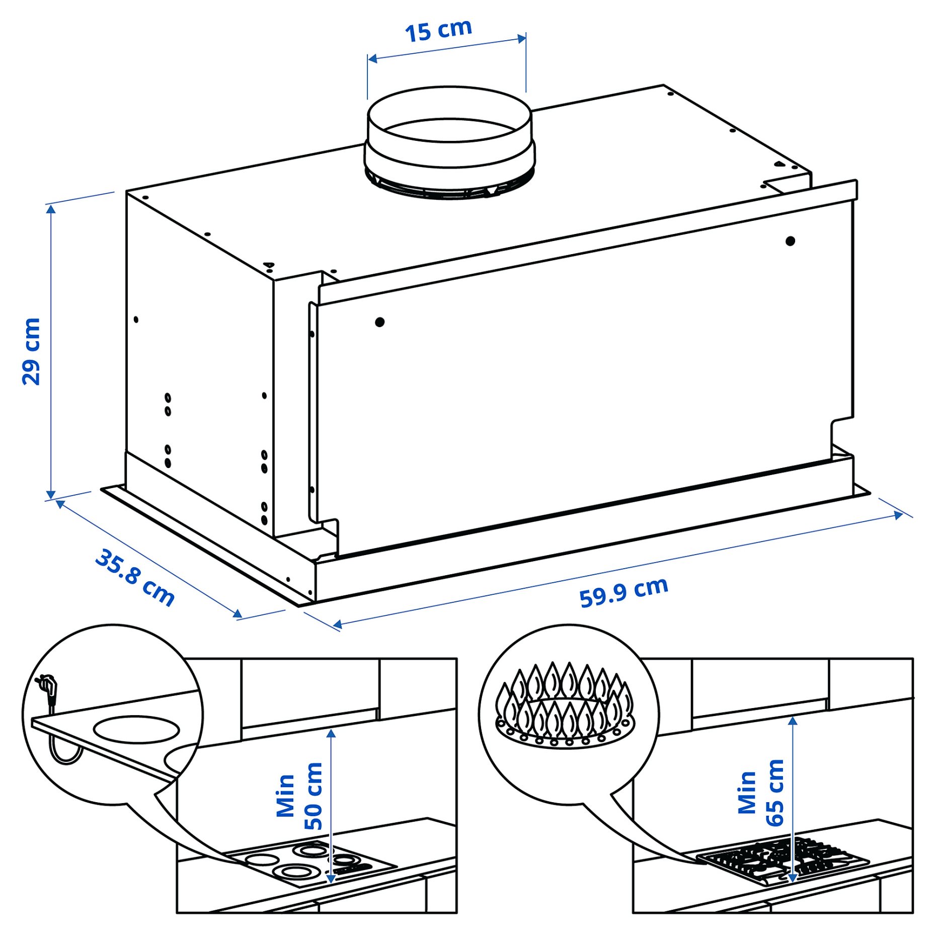 MÅNGSBO, εντοιχιζόμενος απορροφητήρας/IKEA 700, 60 cm, 906.091.16