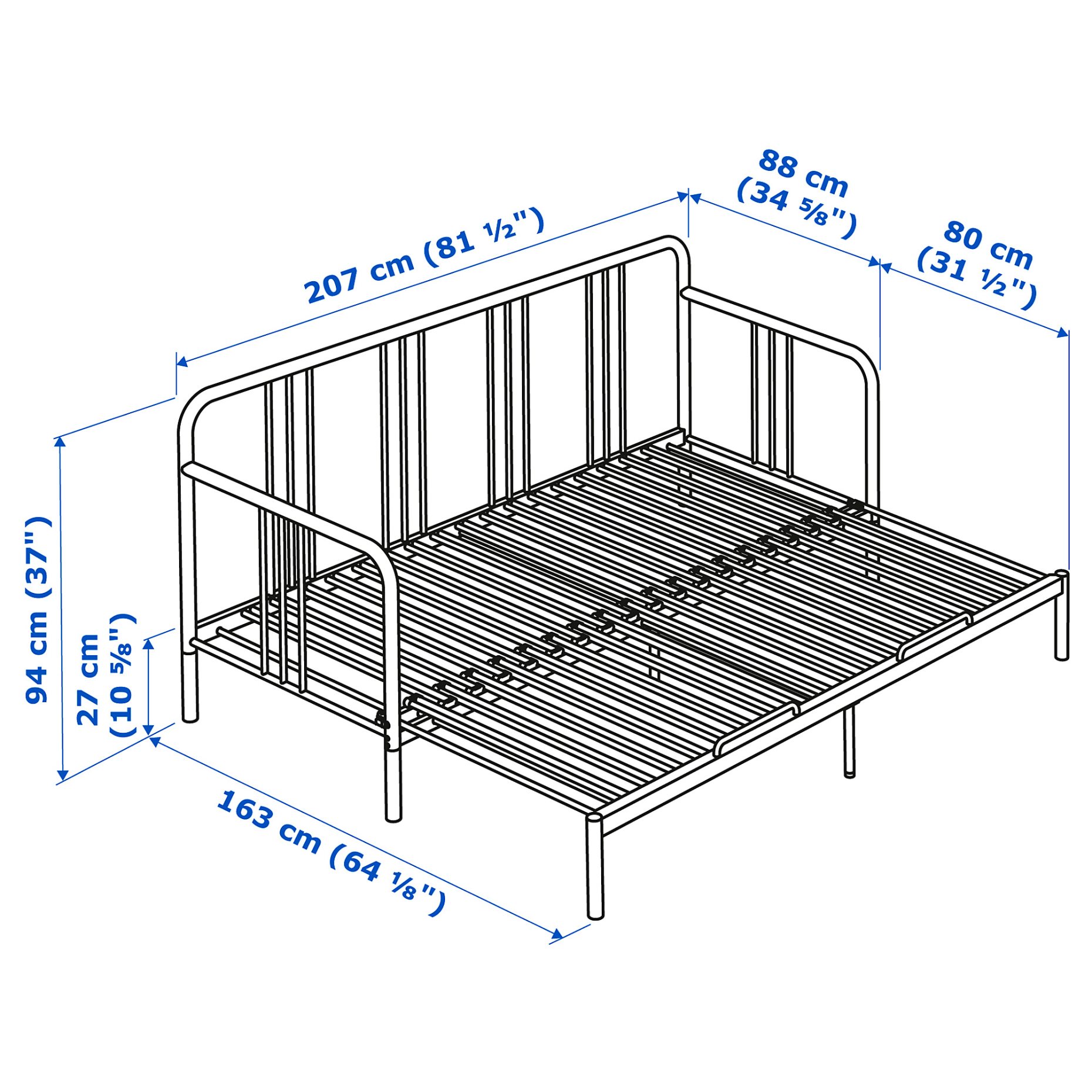 FYRESDAL, day-bed with 2 mattresses, 80x200 cm, 994.280.98