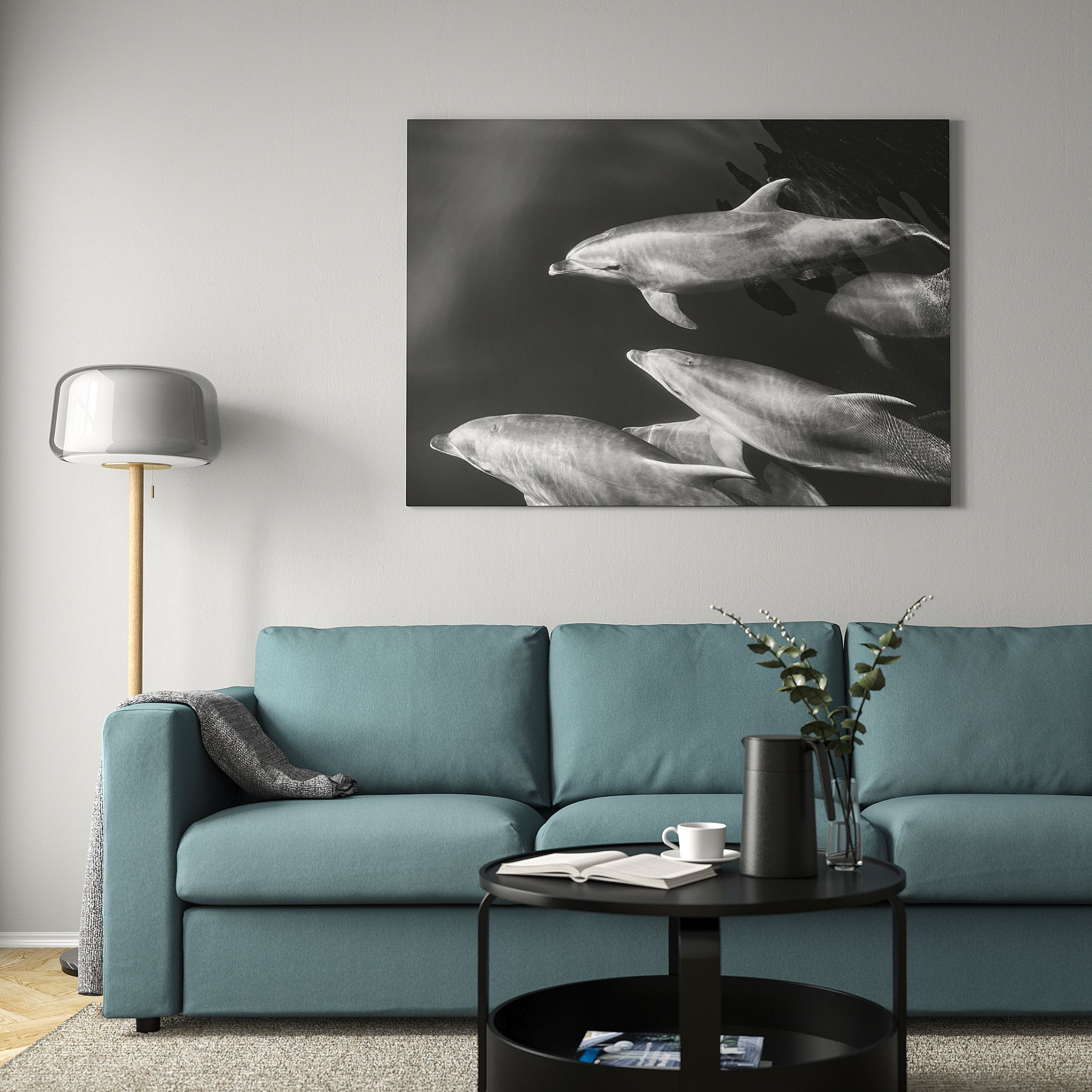 BJÖRKSTA, picture with frame/Dolphins, 140x100 cm, 994.716.09