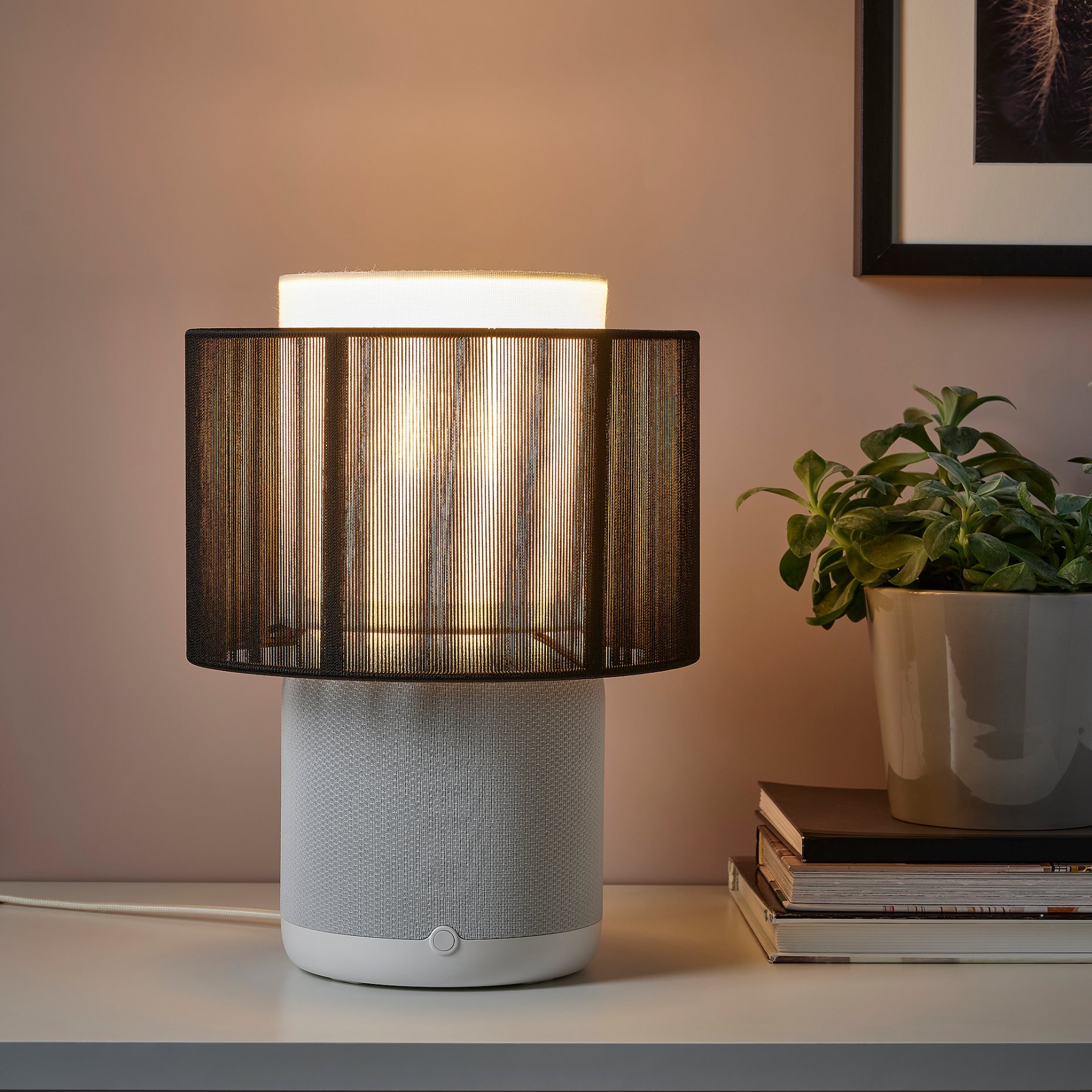 SYMFONISK, speaker lamp with Wi-Fi, textile shade, 994.826.84