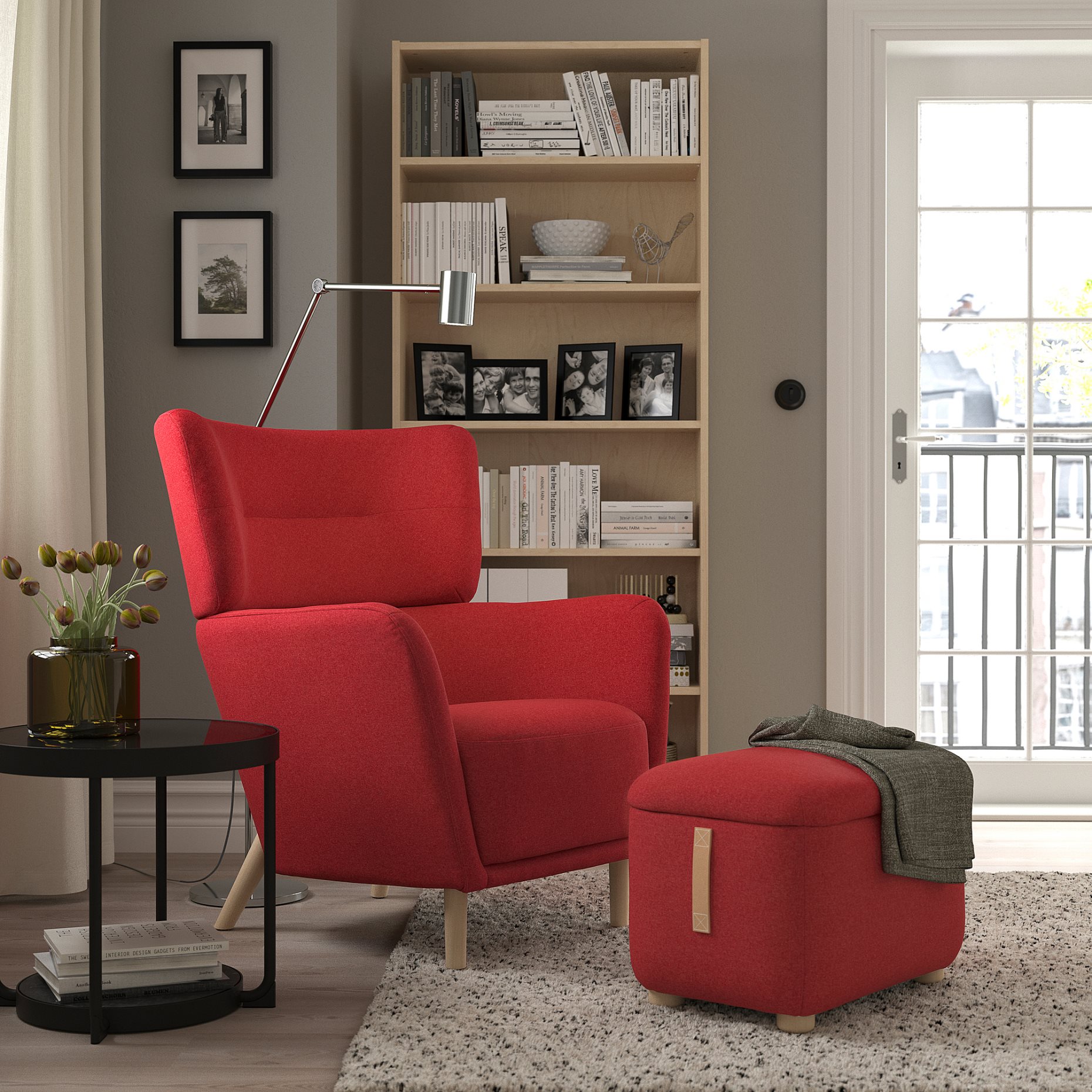 OSKARSHAMN, wing chair with footstool, 994.853.38