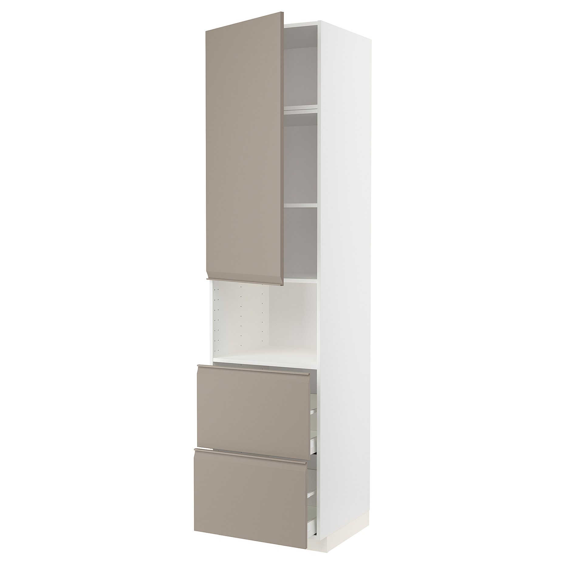 METOD/MAXIMERA, high cabinet for microwave with door/2 drawers, 60x60x240 cm, 994.923.34