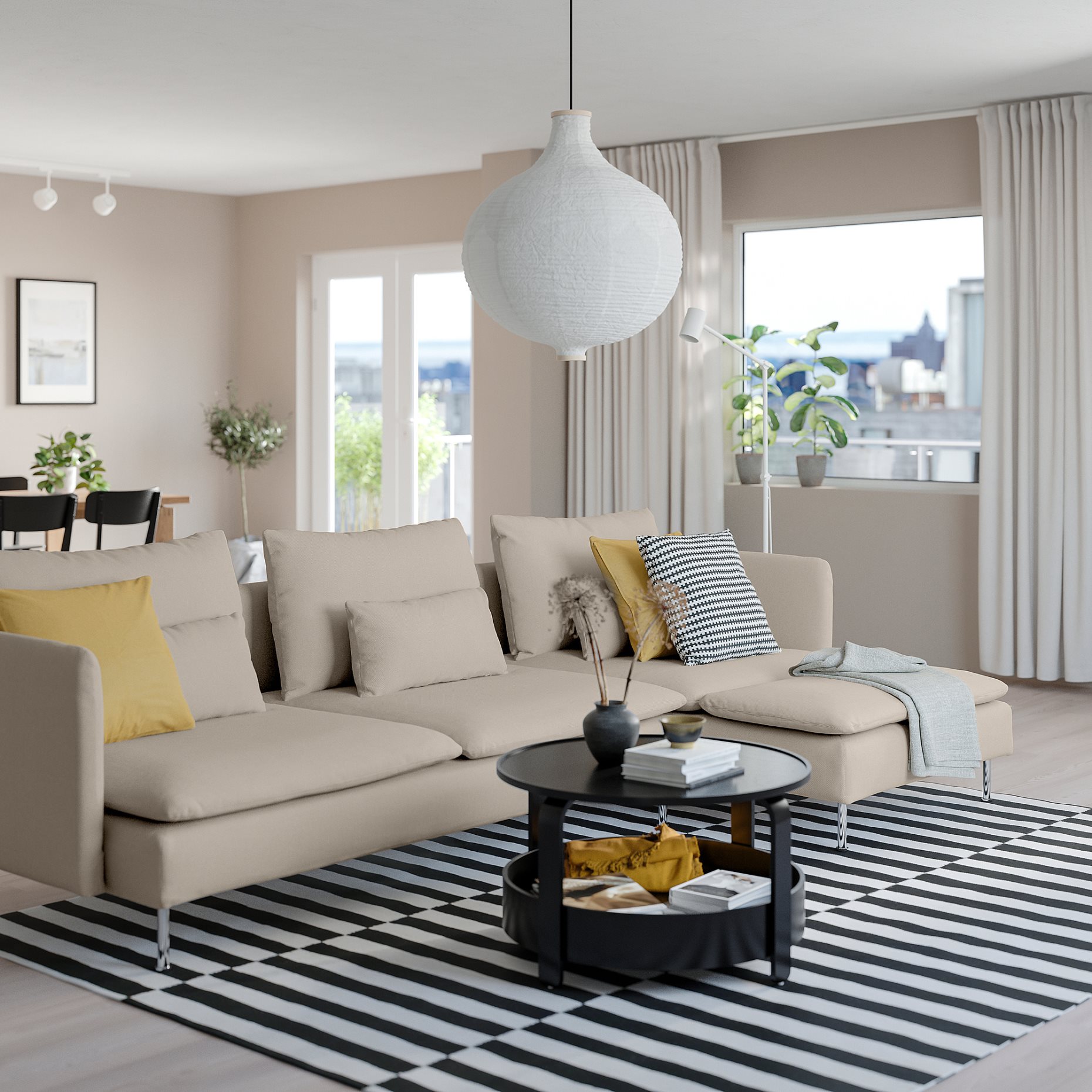 SÖDERHAMN, 4-seat sofa with chaise longue, 995.022.91