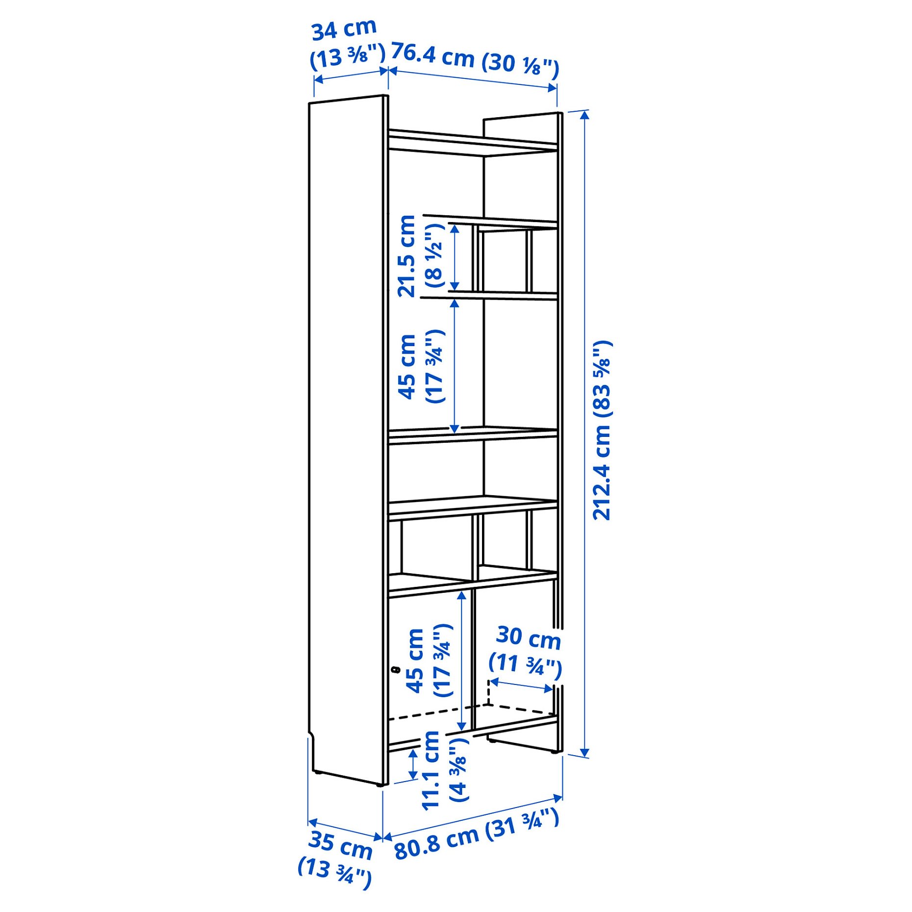 LÅDMAKARE, storage combination with sliding doors and 2 shelf inserts, 81x35x212 cm, 995.639.96