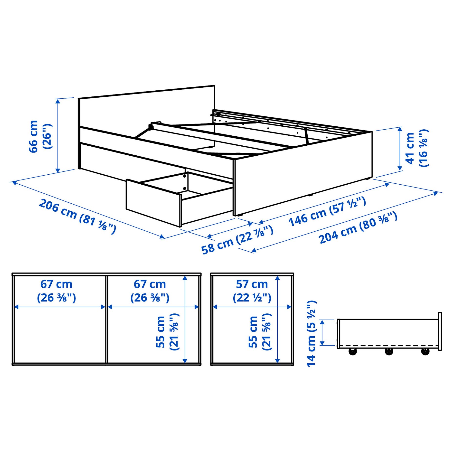 bed frame with 2 storage boxes, 140x200 cm, 995.819.76
