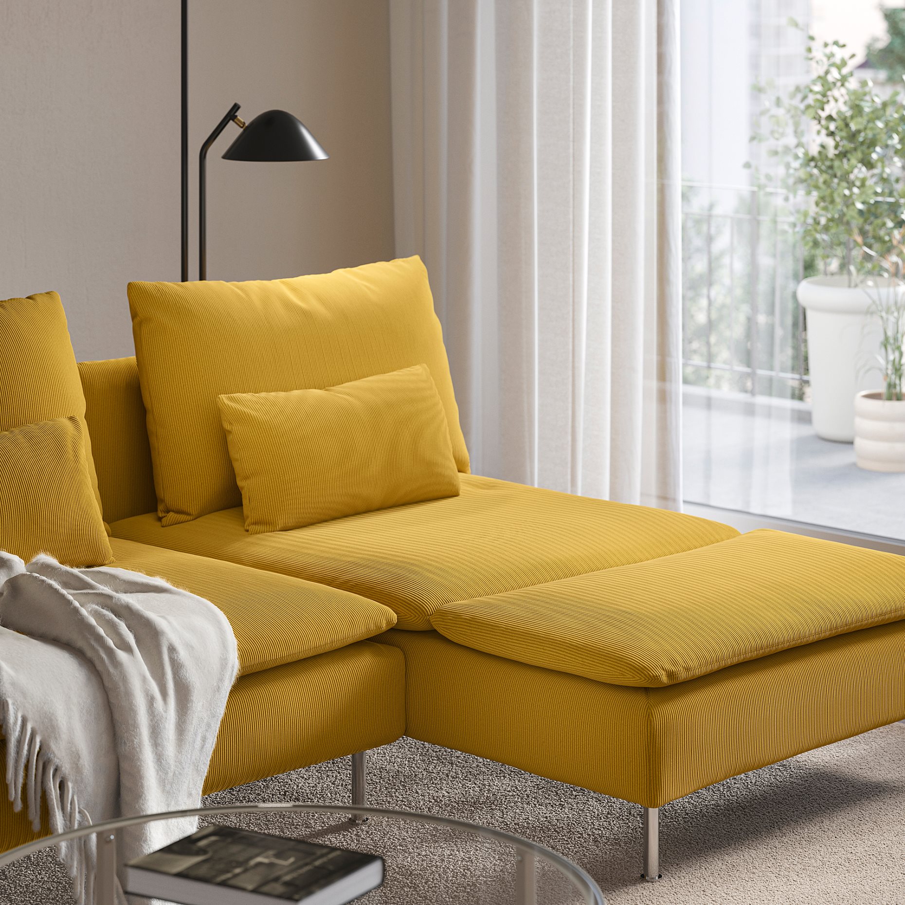 SÖDERHAMN, 4-seat sofa with chaise longue and open end, 996.216.80