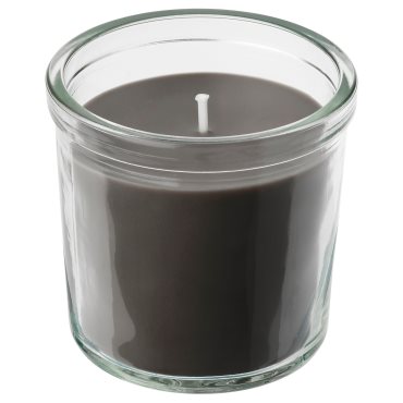 ENSTAKA, αρωματικό κερί σε ποτήρι/Καμένο ξύλο, 20 ώρες, 005.023.65
