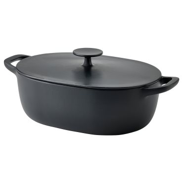 VARDAGEN, casserole with lid/enamelled cast iron matt, 6.5 l, 005.606.71