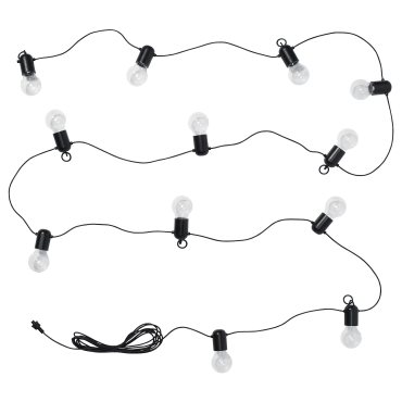 SVARTRÅ, lighting chain with built in LED light source/12 bulbs/outdoor, 006.105.86