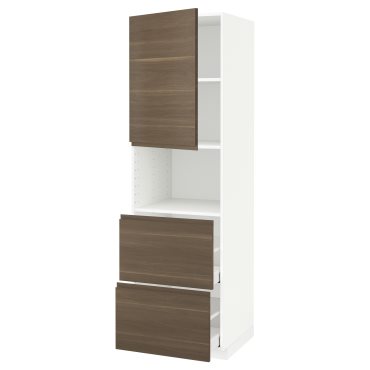 METOD/MAXIMERA, high cabinet for microwave with door/2 drawers, 60x60x200 cm, 094.644.58