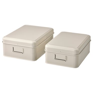 PLOGFÅRA, storage box with lid, set of 2, 105.432.14