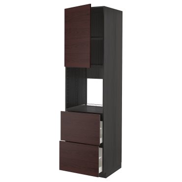 METOD/MAXIMERA, high cabinet for oven with door/2 fronts/2 high drawers, 60x60x220 cm, 194.636.89
