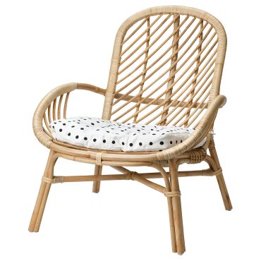 BROBOCK/BJÖRKTRAST, armchair rattan with cushion, 195.260.12
