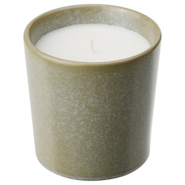 HEDERSAM, scented candle in ceramic jar/Fresh grass, 50 hr, 205.024.25