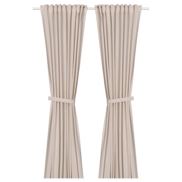 LENDA, curtains with heading tape and tie-backs/1 pair, 140x280 cm, 206.331.10