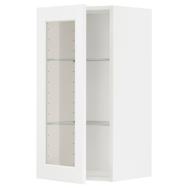 METOD, ντουλάπι τοίχου με ράφια/γυάλινη πόρτα, 40x80 cm, 294.734.71