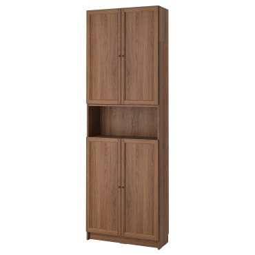 BILLY/OXBERG, bookcase with doors/height extension unit, 80x30x237 cm, 294.833.71