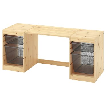 TROFAST, desk with mesh storage boxes, 124x44x52 cm, 296.139.33