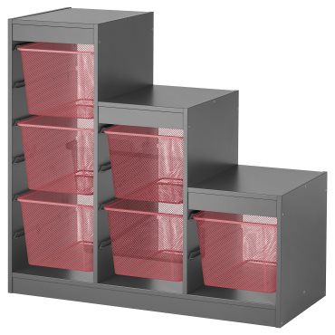 TROFAST, σύνθεση αποθήκευσης με κουτιά, 99x44x94 cm, 395.268.55