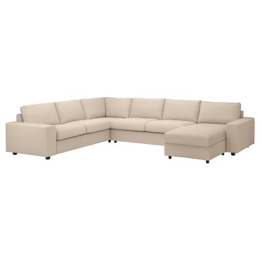 VIMLE, corner sofa-bed with wide armrests, 5-seat with chaise longue, 395.370.19
