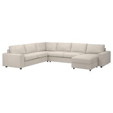 VIMLE, corner sofa-bed with wide armrests, 5-seat with chaise longue, 395.452.03