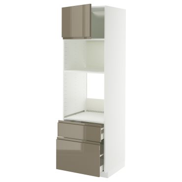 METOD, high cabinet for oven/microwave with door/2 drawers, 60x60x200 cm, 395.764.59