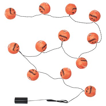 KUSTFYR, chain with built in LED light source/32 lights/ghost/battery-operated indoor, 406.054.51