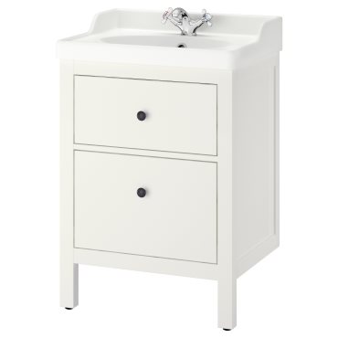 HEMNES/RUTSJON, βάση νιπτήρα με συρτάρια/νιπτήρα/μπαταρία, 62x49x95 cm, 495.468.34