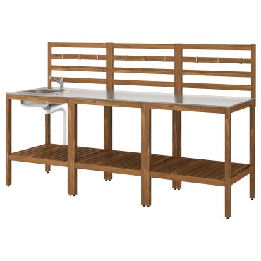 NÄMMARÖ, μονάδα κουζίνας με νεροχύτη εξωτερικού χώρου, 240x62 cm, 496.155.25