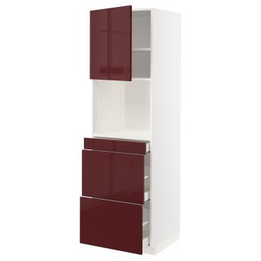 METOD/MAXIMERA, high cabinet for microwave combi with door/3 drawers, 60x60x200 cm, 594.556.06
