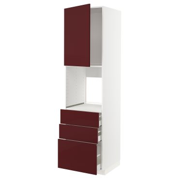 METOD/MAXIMERA, high cabinet for oven with door/3 drawers, 60x60x220 cm, 594.613.44