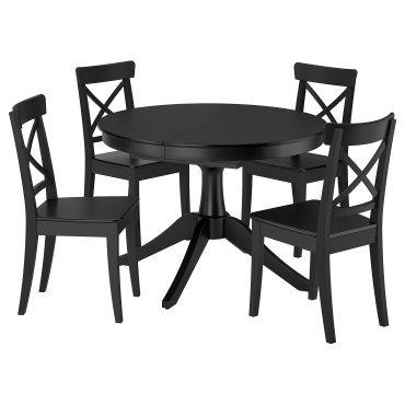 ROSENTORP, table and 4 chairs, 110/155 cm, 596.101.22