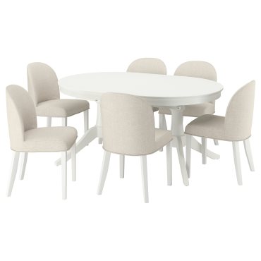 ROSENTORP, table and 6 chairs, 160/215x110 cm, 596.101.36