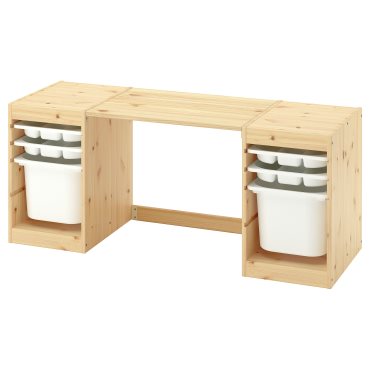TROFAST, desk with storage boxes/trays, 124x44x52 cm, 596.139.41