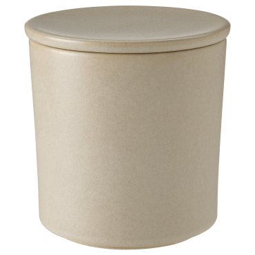 JÄMLIK, scented candle in ceramic jar with lid/Vanilla, 60 hr, 605.024.47