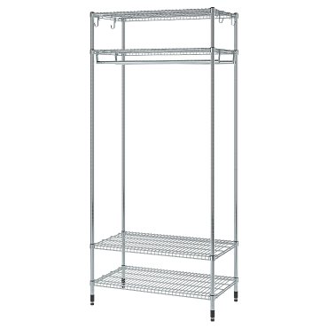OMAR, shelving unit with clothes rail, 92x50x201 cm, 605.309.78