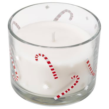 VINTERFINT, scented candle in glass/candy cane, 20 hr, 606.307.46