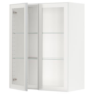 METOD, wall cabinet with shelves/2 glass doors, 80x100 cm, 694.905.72