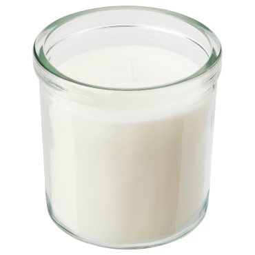 JÄMLIK, scented candle in glass/Vanilla, 40 hr, 705.021.78