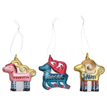 VINTERFINT, κρεμαστή διακόσμηση/γυαλί/ζώα, σετ 3 τεμ., 705.273.29