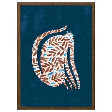 RODALM, frame with poster/leaf cat, 50x70 cm, 706.240.14