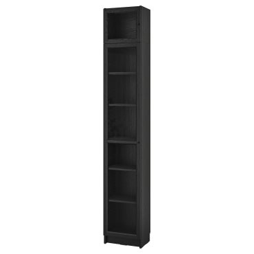 BILLY/OXBERG, bookcase with glass doors/height extension unit, 40x30x237 cm, 794.833.59
