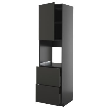 METOD/KNIVSHULT, high cabinet for oven with door/2 fronts/2 high drawers, 60x60x220 cm, 795.871.30