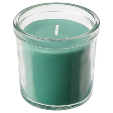 HEDERSAM, scented candle in glass/Fresh grass, 20 hr, 805.023.66