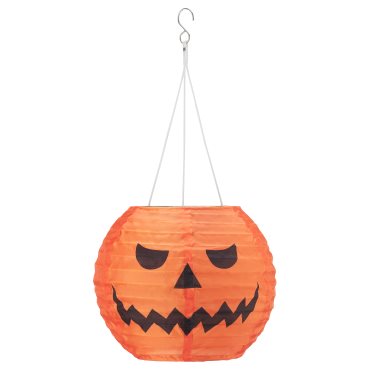 KUSTFYR, pendant lamp with built in LED light source/pumpkin/battery-operated outdoor, 22 cm, 806.054.49