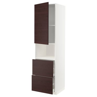 METOD/MAXIMERA, high cabinet for microwave with door/2 drawers, 60x60x220 cm, 894.665.52