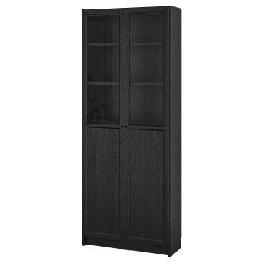 BILLY/OXBERG, bookcase with panel/glass doors, 80x30x202 cm, 894.833.25
