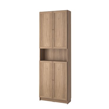 BILLY/OXBERG, bookcase with doors/height extension unit, 80x30x237 cm, 894.833.73