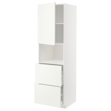 METOD, high cabinet for microwave with door/2 drawers, 60x60x200 cm, 895.074.54