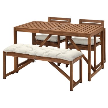 NÄMMARÖ, table with 2 chairs and bench/outdoor, 140x75 cm, 895.752.35